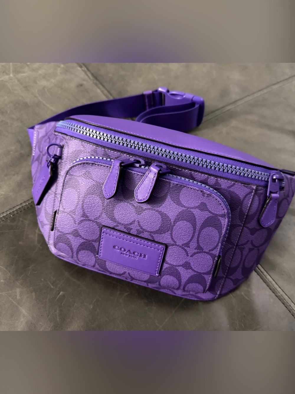 Coach Purple Signature Canvas and Leather Belt Bag - Picture 12 of 14
